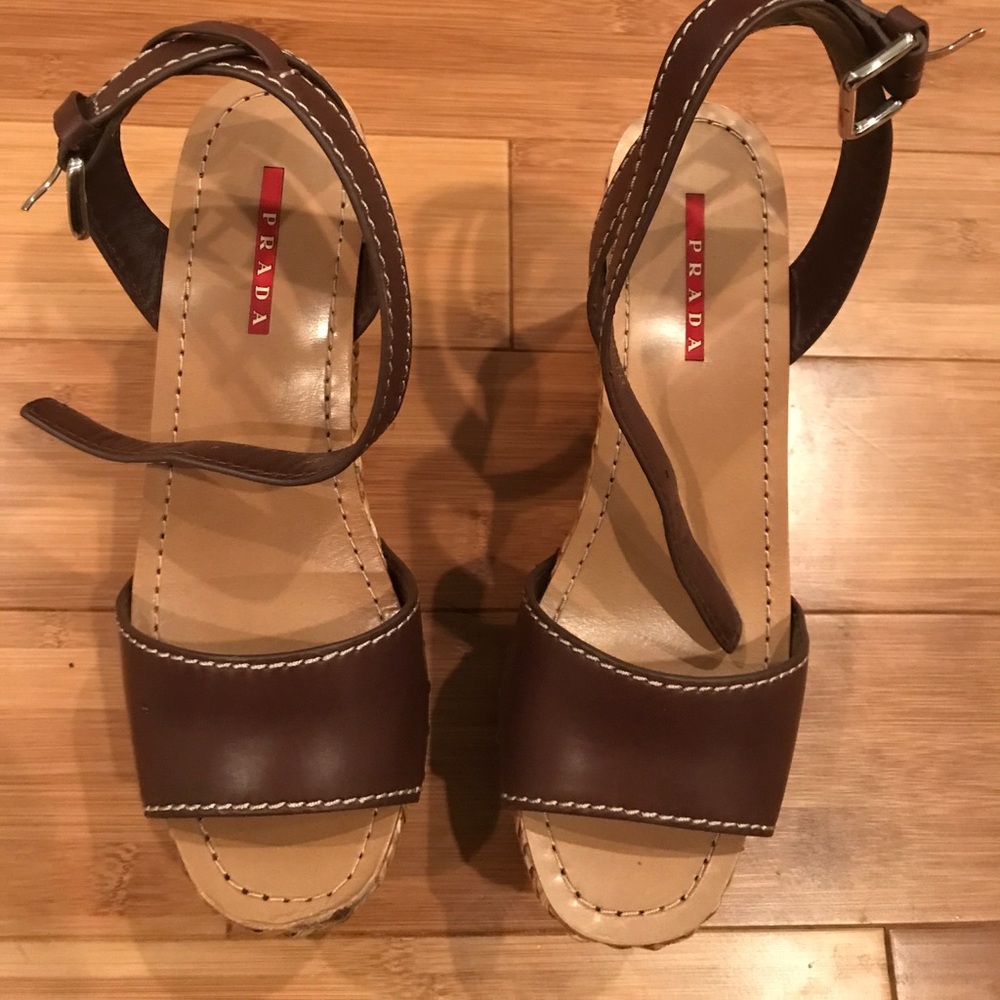 Authentic Prada wedge sandals
